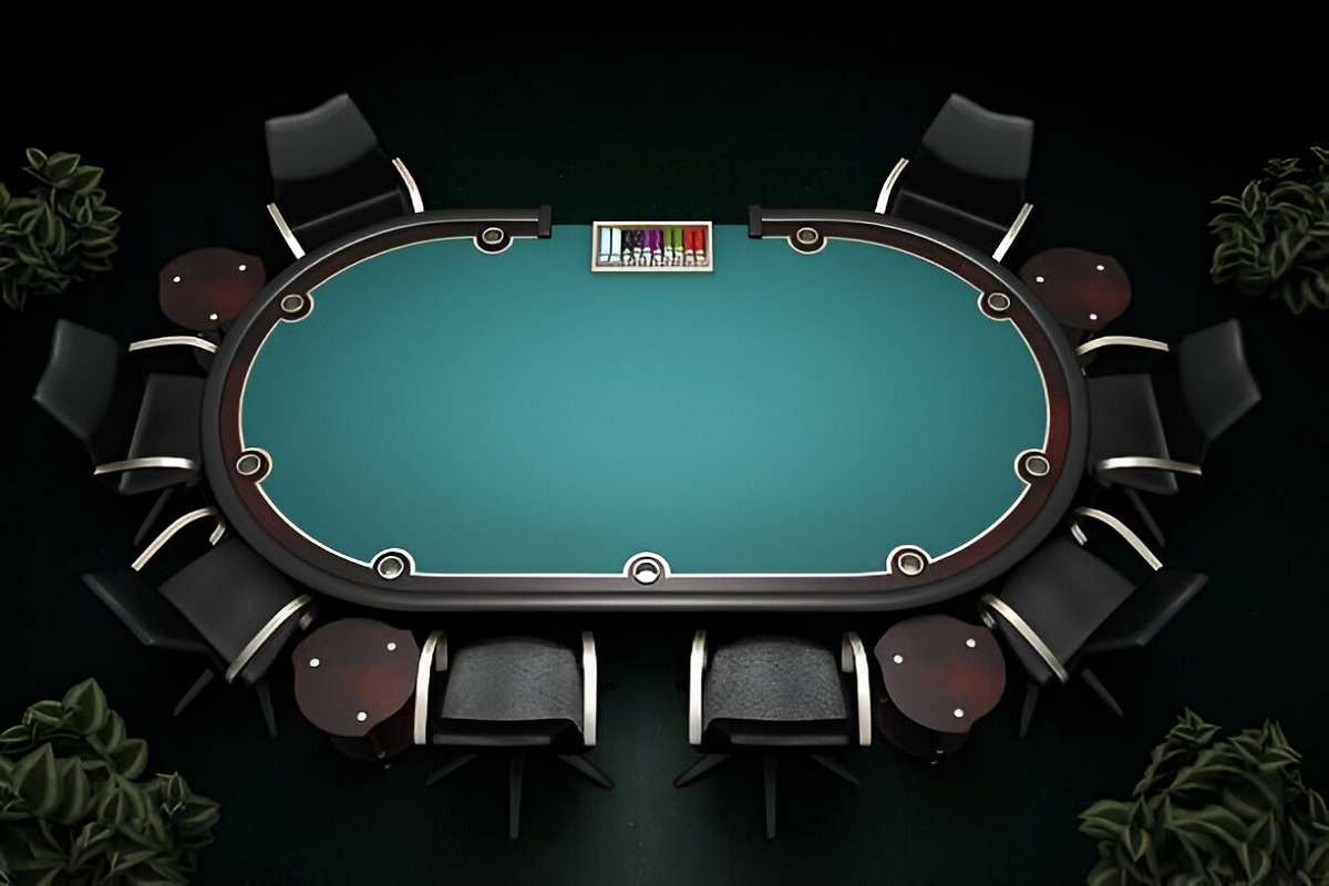 Oval poker table with padded armrest